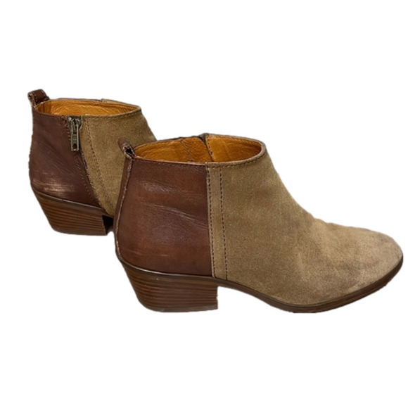 Madewell 1937 size 6.5 LEATHER ANKLE BOOT BROWN TAN Side Zipper - Picture 1 of 4